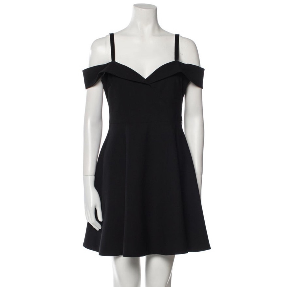 Cinq a Sept Black Off-the-Shoulder Fit and Flare Mini Dress